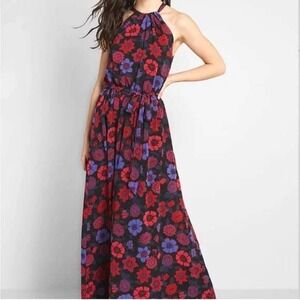 ModCloth Illuminated Elegance floral Bright Blue Red maxi dress‎ Size XL